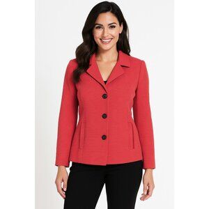 Nina McLemore Jacket Blazer Womens Size XS 00 Coral Pockets Cotton Silk Textured
